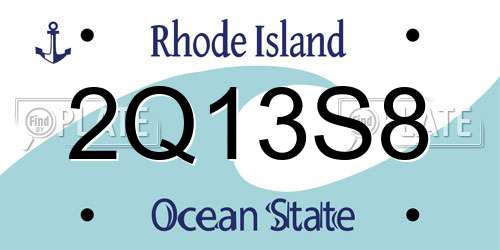 2Q13S8 Rhode Island License Plate