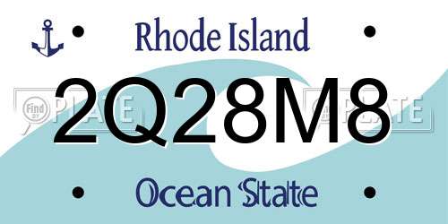 2Q28M8 Rhode Island License Plate