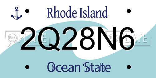 2Q28N6 Rhode Island License Plate
