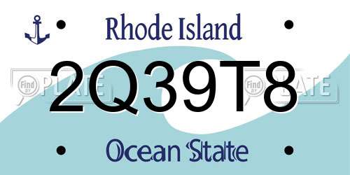 2Q39T8 Rhode Island License Plate