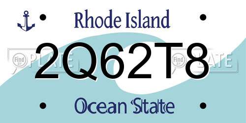 2Q62T8 Rhode Island License Plate