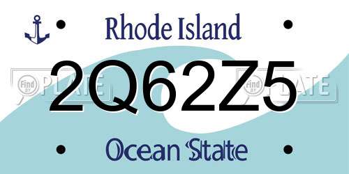 2Q62Z5 Rhode Island License Plate