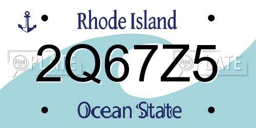 2Q67Z5 Rhode Island License Plate