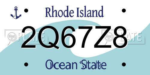 2Q67Z8 Rhode Island License Plate