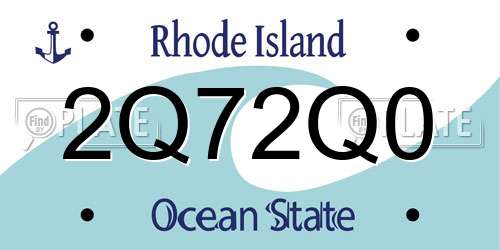 2Q72Q0 Rhode Island License Plate