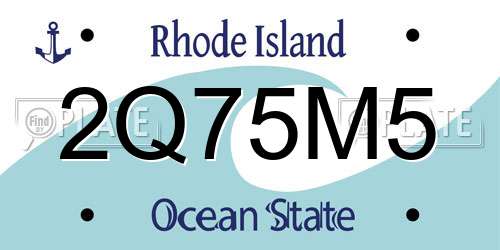2Q75M5 Rhode Island License Plate