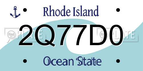 2Q77D0 Rhode Island License Plate