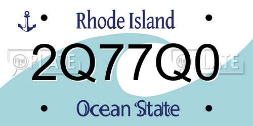 2Q77Q0 Rhode Island License Plate