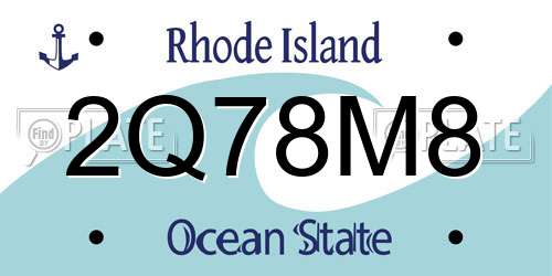 2Q78M8 Rhode Island License Plate