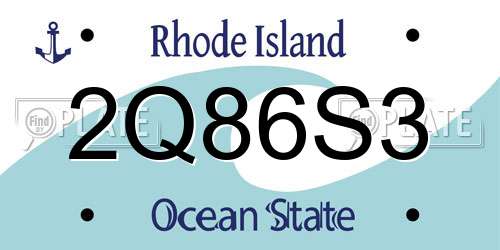 2Q86S3 Rhode Island License Plate