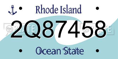 2Q87458 Rhode Island License Plate