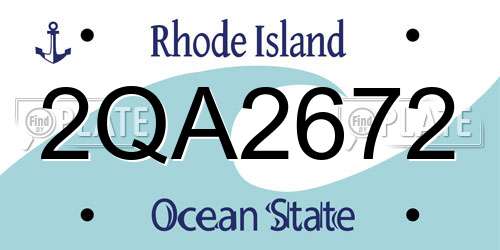 2QA2672 Rhode Island License Plate