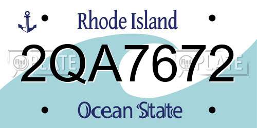 2QA7672 Rhode Island License Plate