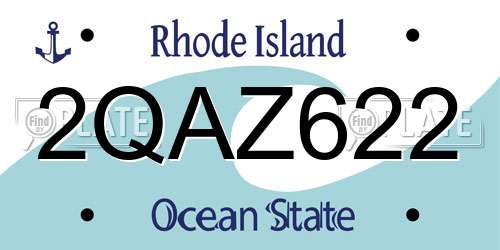 2QAZ622 Rhode Island License Plate