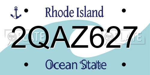 2QAZ627 Rhode Island License Plate