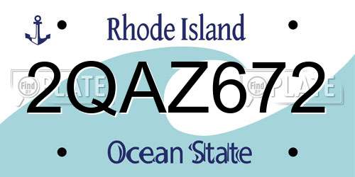 2QAZ672 Rhode Island License Plate