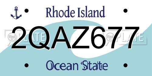 2QAZ677 Rhode Island License Plate