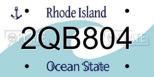 2QB804 Rhode Island License Plate