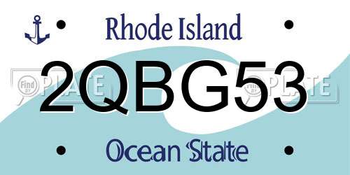 2QBG53 Rhode Island License Plate