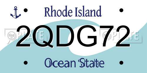 2QDG72 Rhode Island License Plate