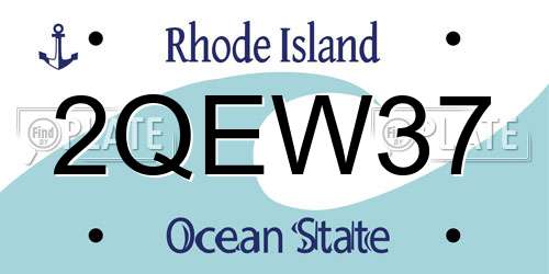 2QEW37 Rhode Island License Plate
