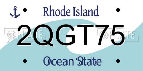2QGT75 Rhode Island License Plate