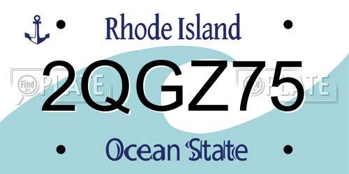 2QGZ75 Rhode Island License Plate