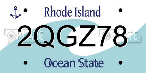 2QGZ78 Rhode Island License Plate