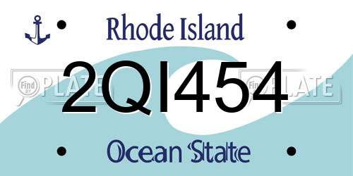 2QI454 Rhode Island License Plate