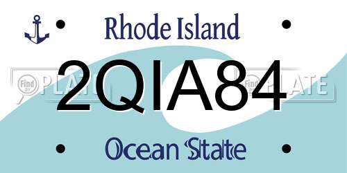 2QIA84 Rhode Island License Plate