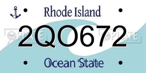 2QO672 Rhode Island License Plate