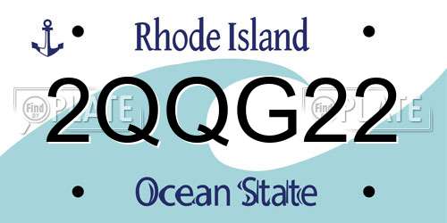 2QQG22 Rhode Island License Plate