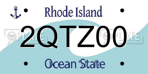 2QTZ00 Rhode Island License Plate