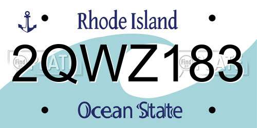 2QWZ183 Rhode Island License Plate
