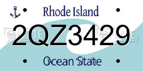 2QZ3429 Rhode Island License Plate