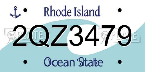 2QZ3479 Rhode Island License Plate