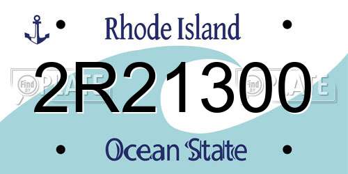 2R21300 Rhode Island License Plate