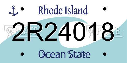 2R24018 Rhode Island License Plate