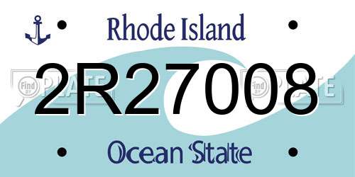 2R27008 Rhode Island License Plate