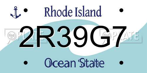 2R39G7 Rhode Island License Plate