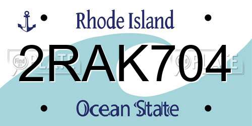 2RAK704 Rhode Island License Plate