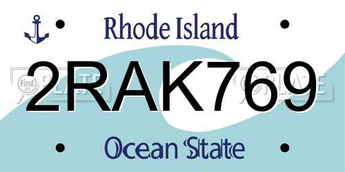 2RAK769 Rhode Island License Plate