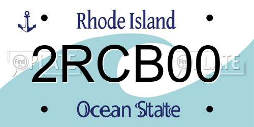 2RCB00 Rhode Island License Plate