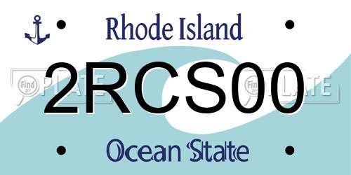 2RCS00 Rhode Island License Plate