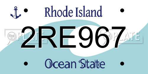 2RE967 Rhode Island License Plate