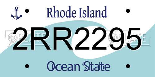 2RR2295 Rhode Island License Plate
