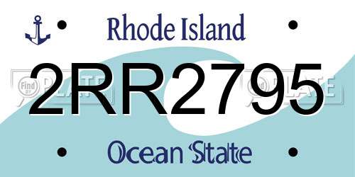 2RR2795 Rhode Island License Plate