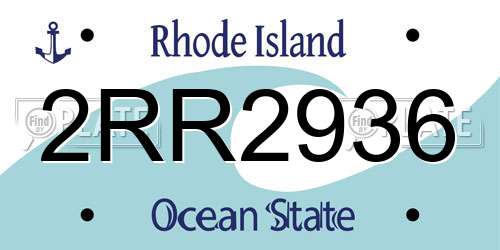 2RR2936 Rhode Island License Plate