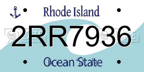 2RR7936 Rhode Island License Plate