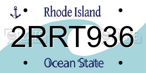 2RRT936 Rhode Island License Plate